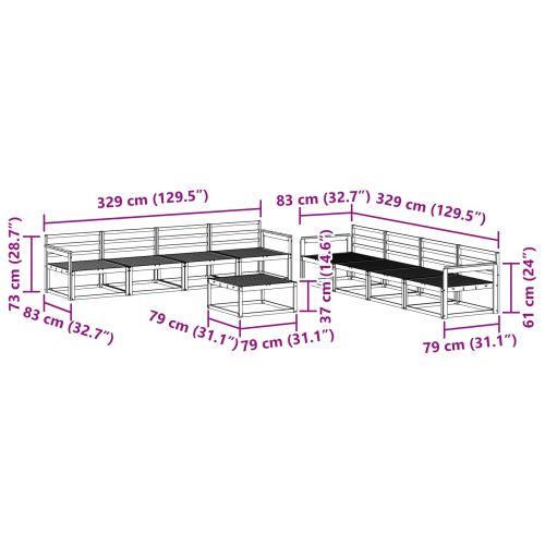 Комплект дивани за открито 9 pcs Бяло 79 x 79 x 37 см