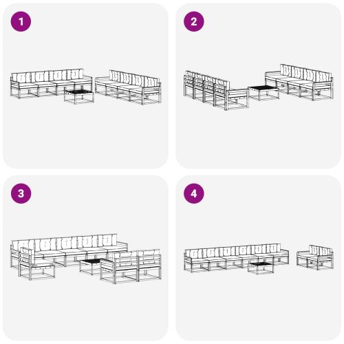 Комплект дивани за открито 9 pcs Бяло и антрацит