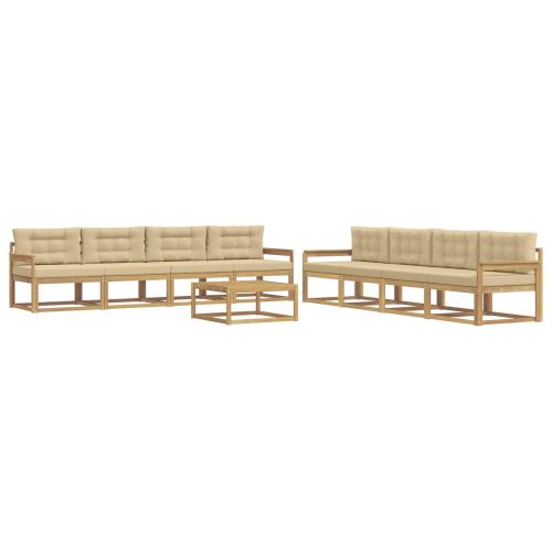Комплект дивани за открито 9 pcs Бяло и Бежово 79 x 79 x 37 см