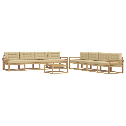 Комплект дивани за открито 9 pcs Бяло и Бежово 79 x 79 x 37 см