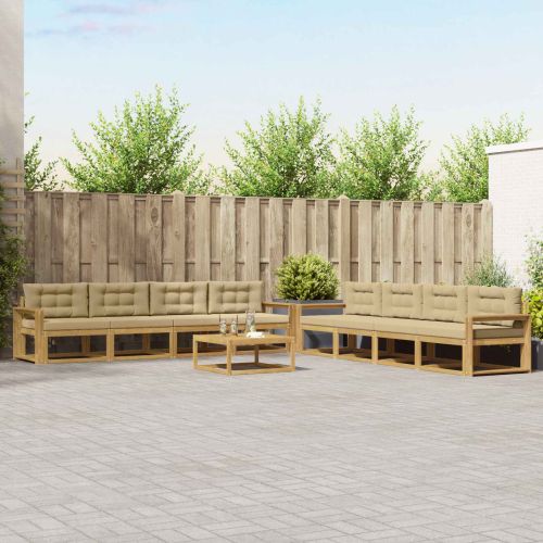 Комплект дивани за открито 9 pcs Бяло и Бежово 79 x 79 x 37 см