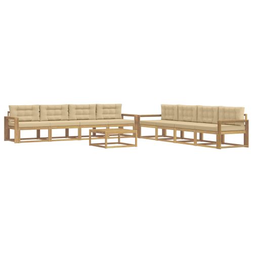 Комплект дивани за открито 9 pcs Бяло и Бежово 79 x 79 x 37 см