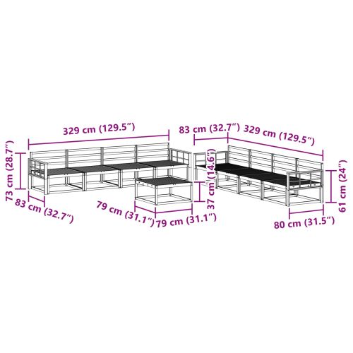 Комплект дивани за открито 9 pcs Бяло 79 x 79 x 37 см