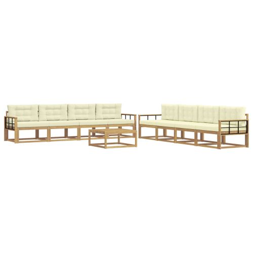 Комплект дивани за открито 9 pcs Бяло и кремаво 79 x 79 x 37 см