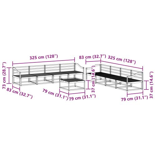 Комплект дивани за открито 9 pcs Бяло 79 x 79 x 37 см