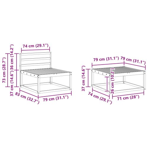 Комплект дивани за открито 9 pcs Бяло 79 x 79 x 37 см