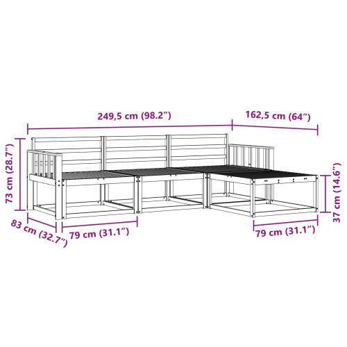 Комплект дивани за открито 4 pcs Бяло 249,5 x 162,5 x 73 см