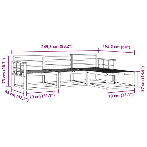 Комплект дивани за открито 4 pcs Бяло 249,5 x 162,5 x 73 см