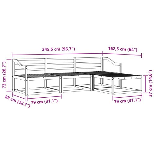 Комплект дивани за открито 4 pcs Бяло 245,5 x 162,5 x 73 см