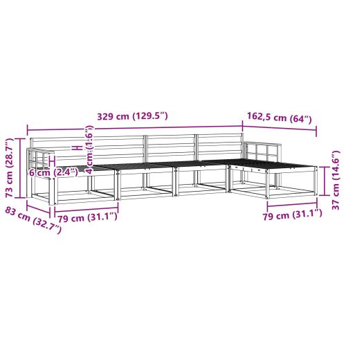 Комплект дивани за открито 5 pcs Бяло 329 x 162,5 x 73 см