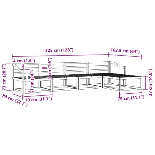 Комплект дивани за открито 5 pcs Бяло 325 x 162,5 x 73 см
