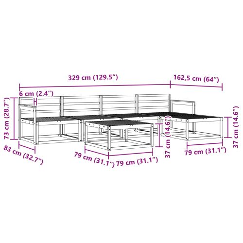 Комплект дивани за открито 6 pcs Бяло 79 x 79 x 37 см