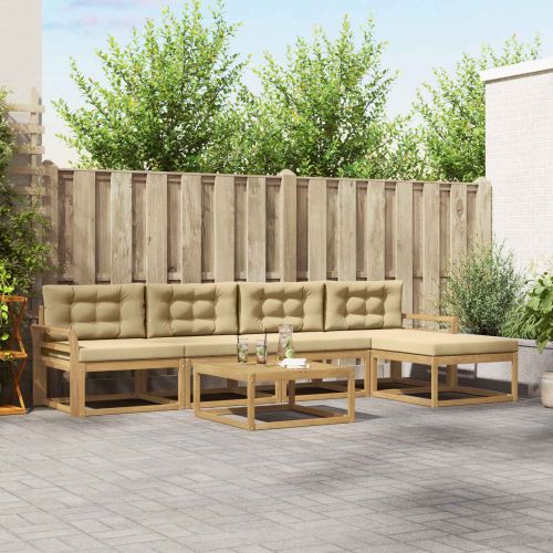 Комплект дивани за открито 6 pcs Бяло и Бежово 79 x 79 x 37 см