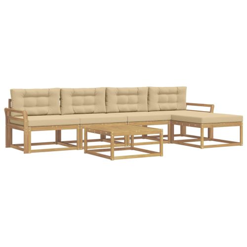 Комплект дивани за открито 6 pcs Бяло и Бежово 79 x 79 x 37 см