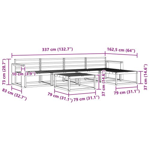 Комплект дивани за открито 6 pcs Бяло 79 x 79 x 37 см