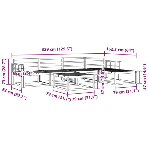 Комплект дивани за открито 6 pcs Бяло 79 x 79 x 37 см