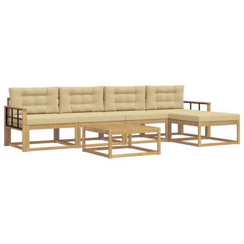 Комплект дивани за открито 6 pcs Бяло и Бежово 79 x 79 x 37 см