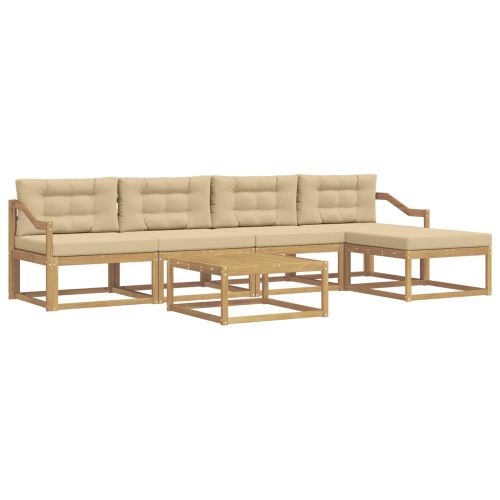 Комплект дивани за открито 6 pcs Бяло и Бежово 79 x 79 x 37 см