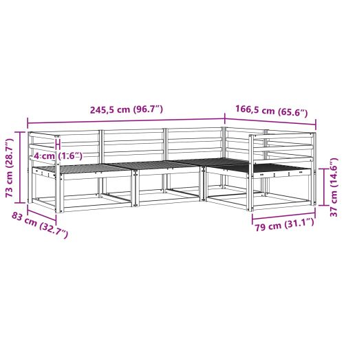 Комплект дивани за открито 4 pcs Бяло 245,5 x 166,5 x 73 см