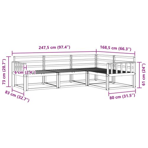 Комплект дивани за открито 4 pcs Бяло 247,5 x 168,5 x 73 см