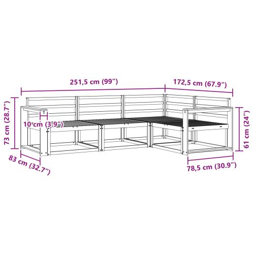Комплект дивани за открито 4 pcs Бяло 251,5 x 172,5 x 73 см