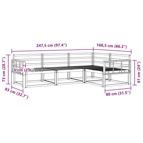 Комплект дивани за открито 4 pcs Бяло 247,5 x 168,5 x 73 см