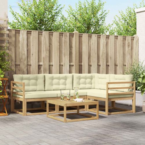Комплект дивани за открито 5 pcs Бяло и кремаво 79 x 79 x 37 см