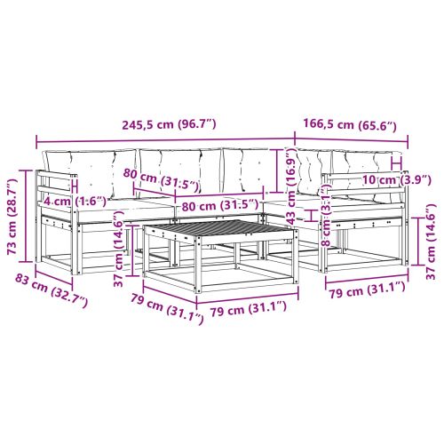 Комплект дивани за открито 5 pcs Бяло и кремаво 79 x 79 x 37 см