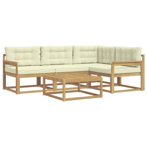 Комплект дивани за открито 5 pcs Бяло и кремаво 79 x 79 x 37 см