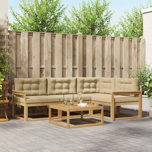 Комплект дивани за открито 5 pcs Бяло и Бежово 79 x 79 x 37 см