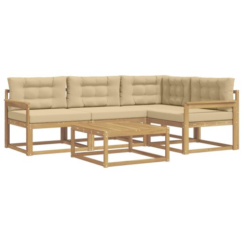 Комплект дивани за открито 5 pcs Бяло и Бежово 79 x 79 x 37 см