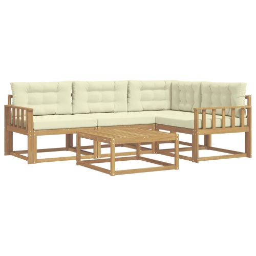 Комплект дивани за открито 5 pcs Бяло и кремаво 79 x 79 x 37 см