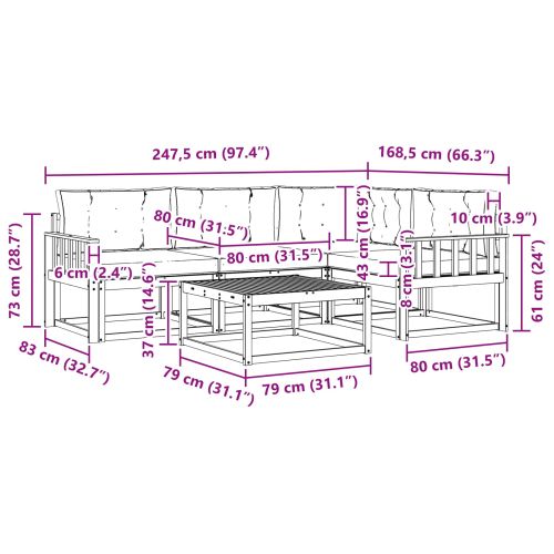 Комплект дивани за открито 5 pcs Бяло и антрацит