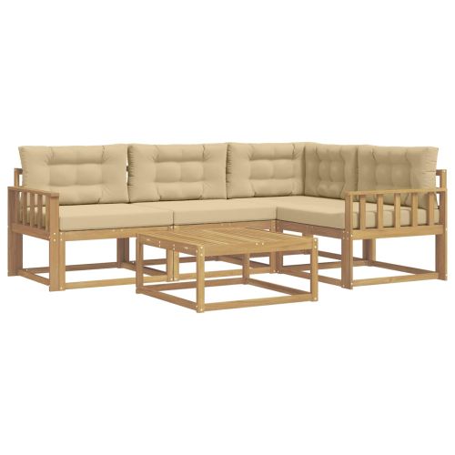 Комплект дивани за открито 5 pcs Бяло и Бежово 79 x 79 x 37 см