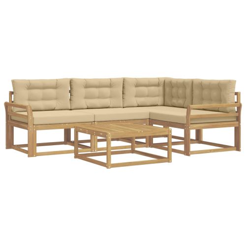 Комплект дивани за открито 5 pcs Бяло и Бежово 79 x 79 x 37 см
