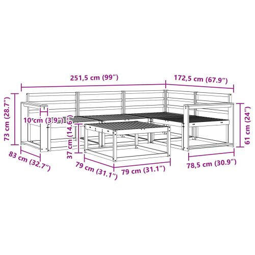 Комплект дивани за открито 5 pcs Бяло 79 x 79 x 37 см