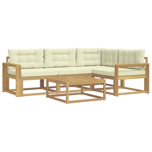 Комплект дивани за открито 5 pcs Бяло и кремаво 79 x 79 x 37 см