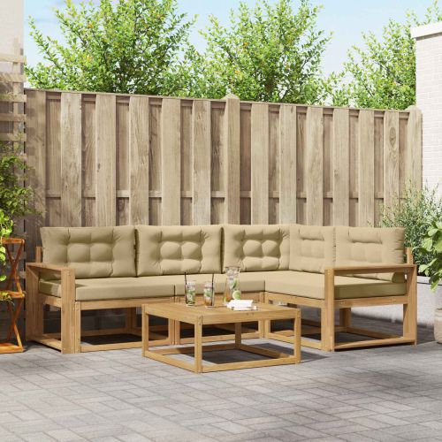 Комплект дивани за открито 5 pcs Бяло и Бежово 79 x 79 x 37 см