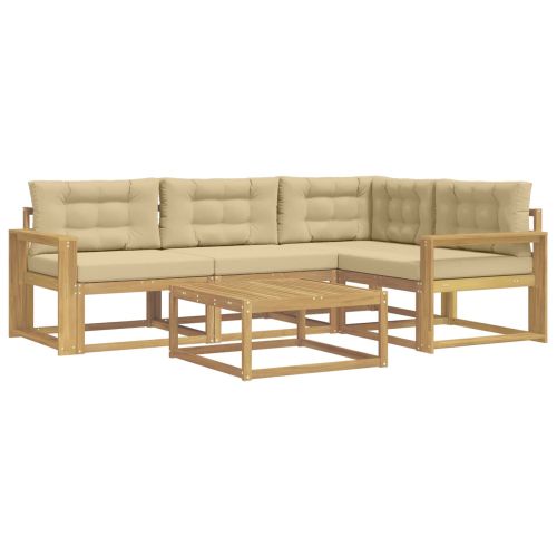 Комплект дивани за открито 5 pcs Бяло и Бежово 79 x 79 x 37 см