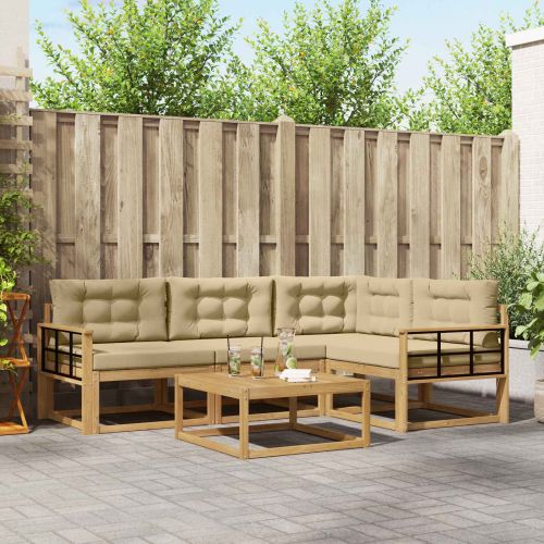 Комплект дивани за открито 5 pcs Бяло и Бежово 79 x 79 x 37 см