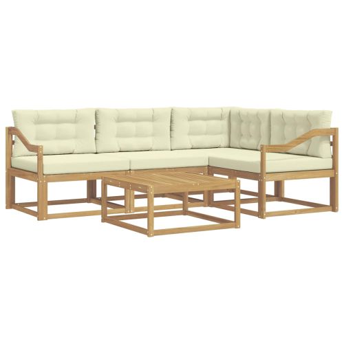 Комплект дивани за открито 5 pcs Бяло и кремаво 79 x 79 x 37 см
