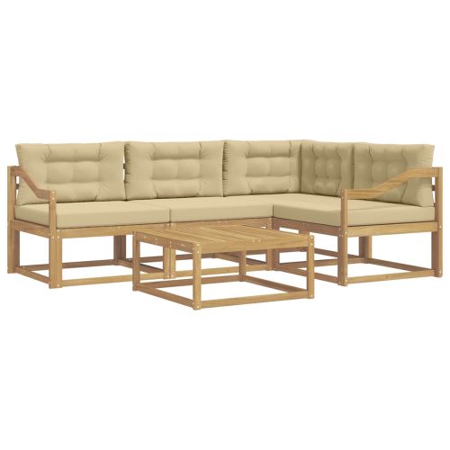 Комплект дивани за открито 5 pcs Бяло и Бежово 79 x 79 x 37 см