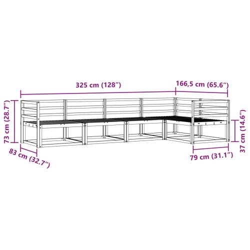 Комплект дивани за открито 5 pcs Бяло 325 x 166,5 x 73 см