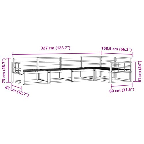 Комплект дивани за открито 5 pcs Бяло 327 x 168,5 x 73 см