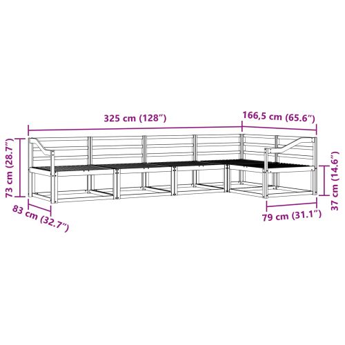 Комплект дивани за открито 5 pcs Бяло 325 x 166,5 x 73 см