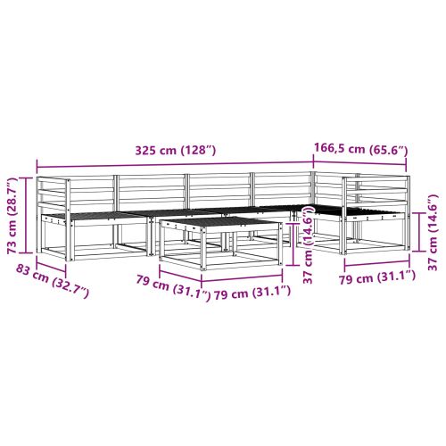 Комплект дивани за открито 6 pcs Бяло 79 x 79 x 37 см