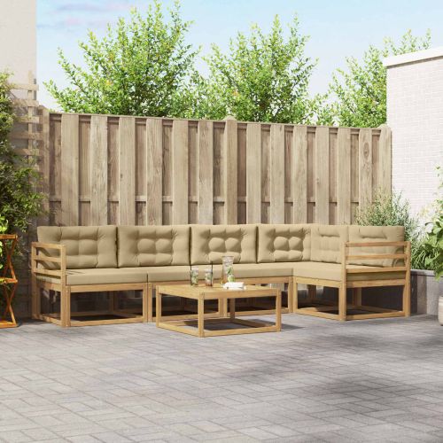 Комплект дивани за открито 6 pcs Бяло и Бежово 79 x 79 x 37 см