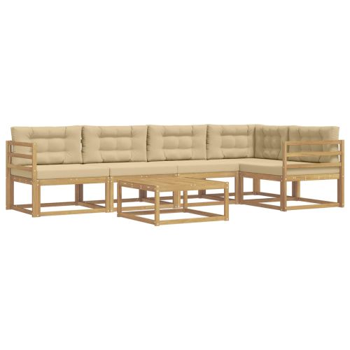 Комплект дивани за открито 6 pcs Бяло и Бежово 79 x 79 x 37 см