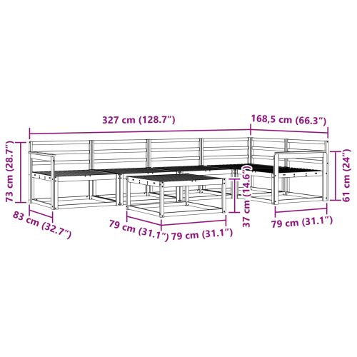 Комплект дивани за открито 6 pcs Бяло 79 x 79 x 37 см
