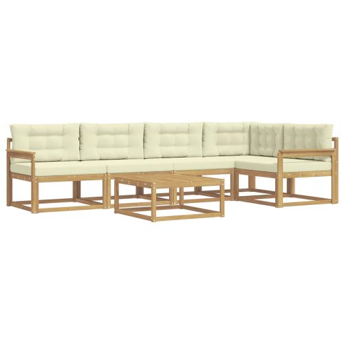 Комплект дивани за открито 6 pcs Бяло и кремаво 79 x 79 x 37 см